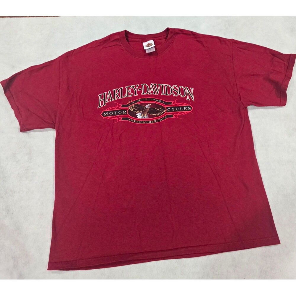Vtg 2003 Harley Davidson Shirt Mens 2XL Grand Canyon Arizona Eagle Maroon Tee EX